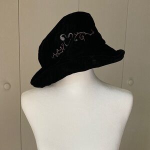 Mickey Mouse Icon Floppy Faux Black Velvet Hat
